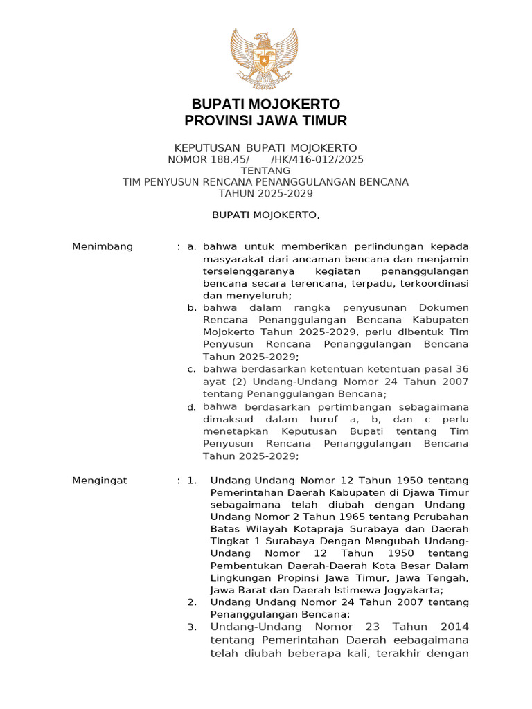 Draft SK Tim Penyusun RPB 2025-2029 | PDF