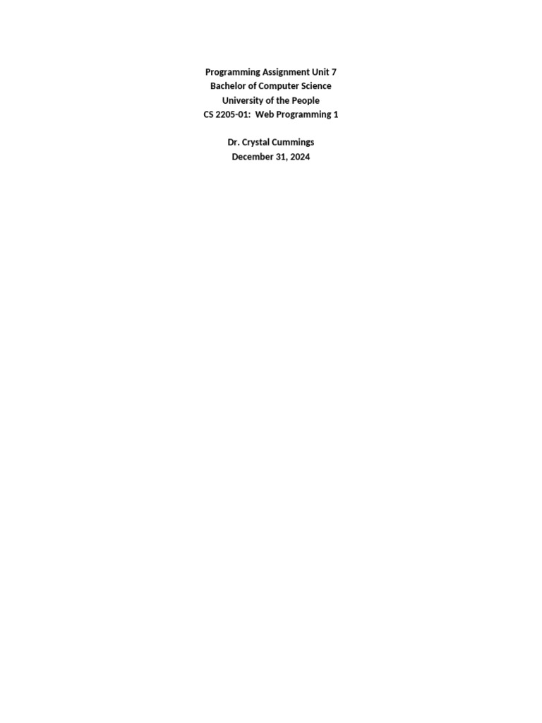 Programming Assignment Unit 7 Web Programming 1 | PDF