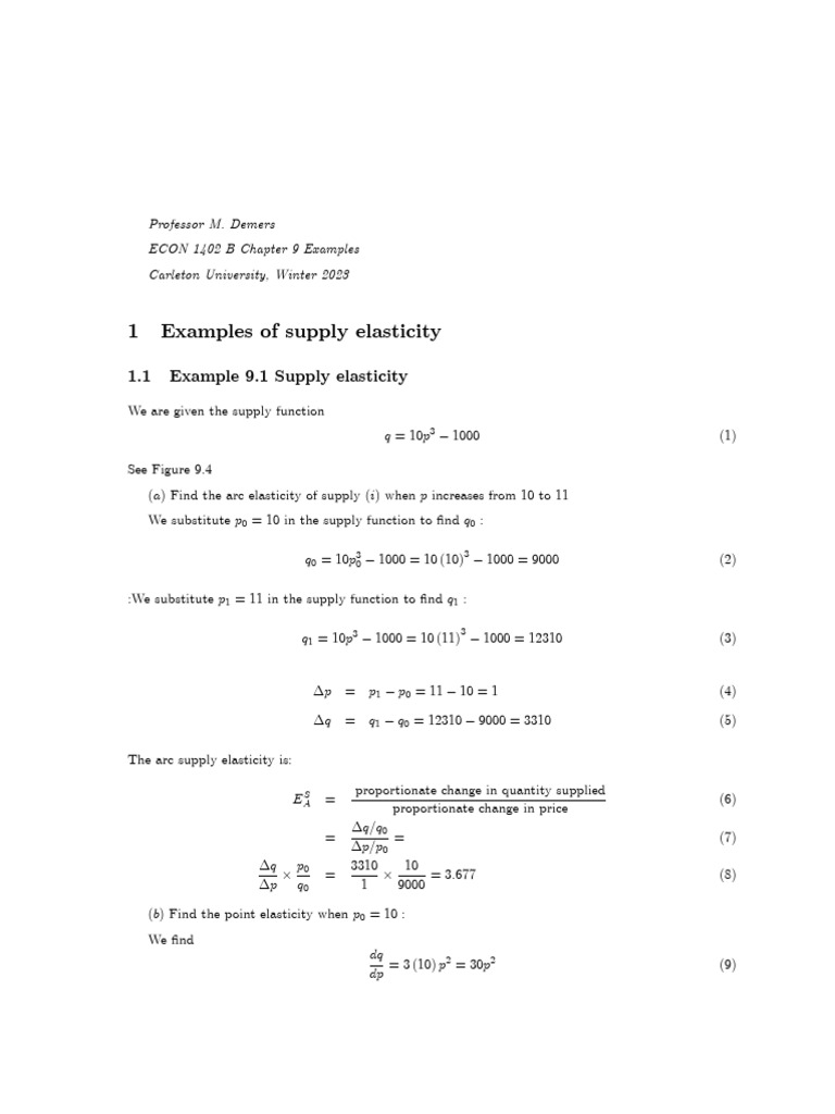 ch 9 Examples draft 3 | PDF | Elasticity (Economics) | Demand