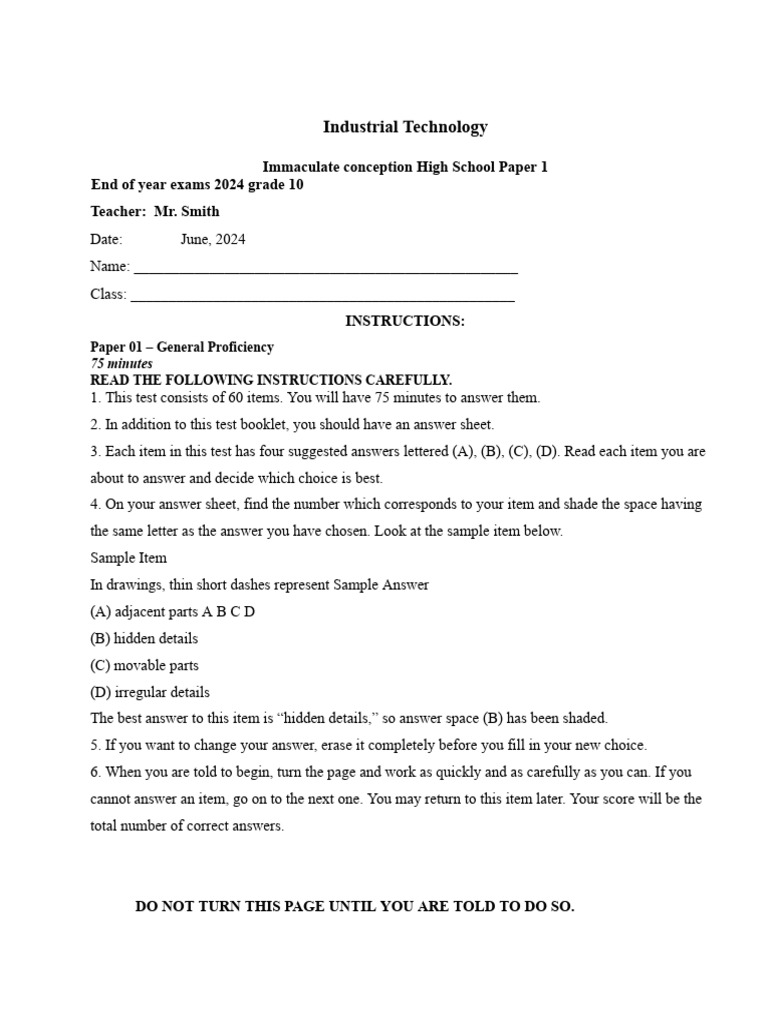2024 Industrial Technology Paper 1 June | PDF | Spreadsheet