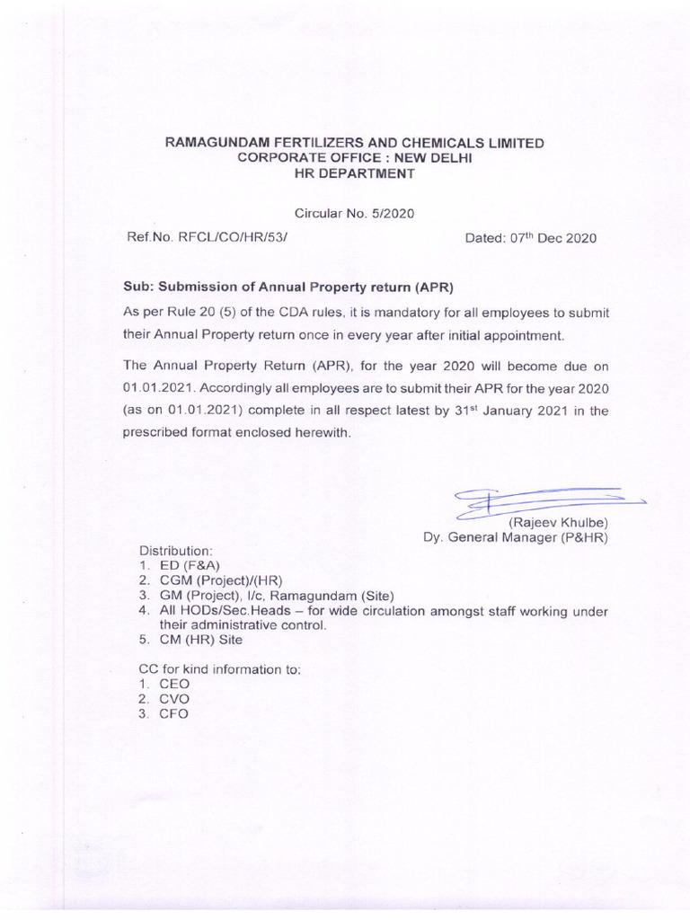 Circular & Format ( Submission of APR) (1) | PDF