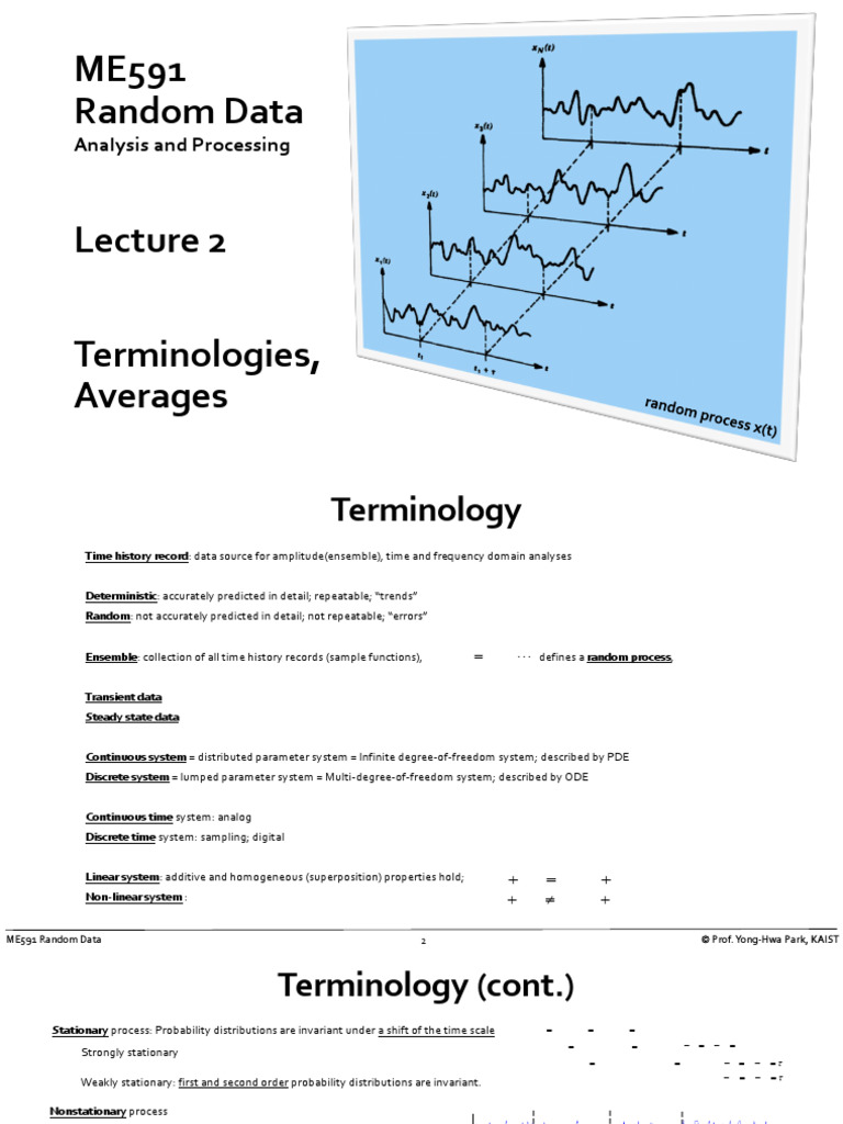 LECTURE 2 - Random Data | PDF | Spectral Density | Stationary Process