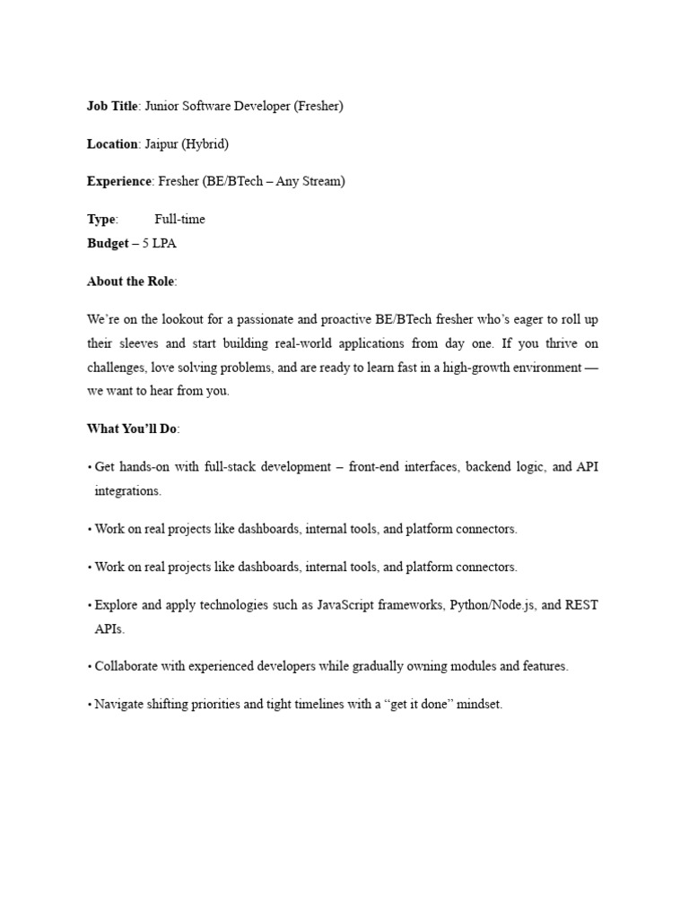 Job Description Jr Software Developer Final (1)[47][21] | PDF