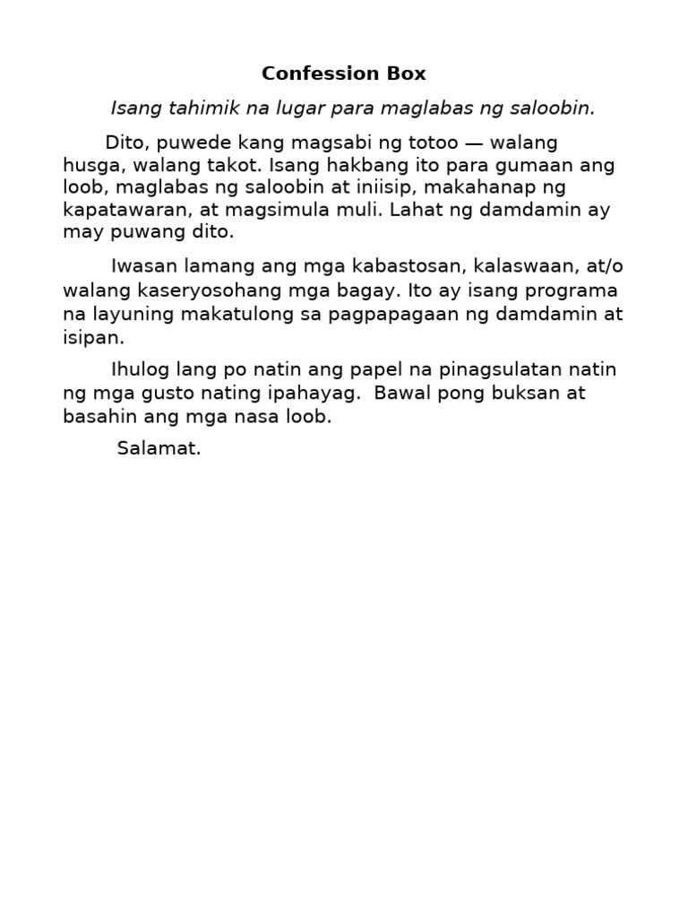 Confession Box | PDF
