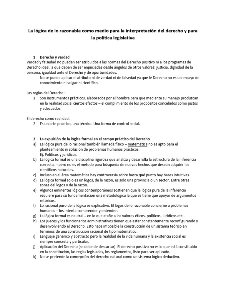 La Lógica de Lo Razonable Como Medio para La Interpretación Del Derecho ...