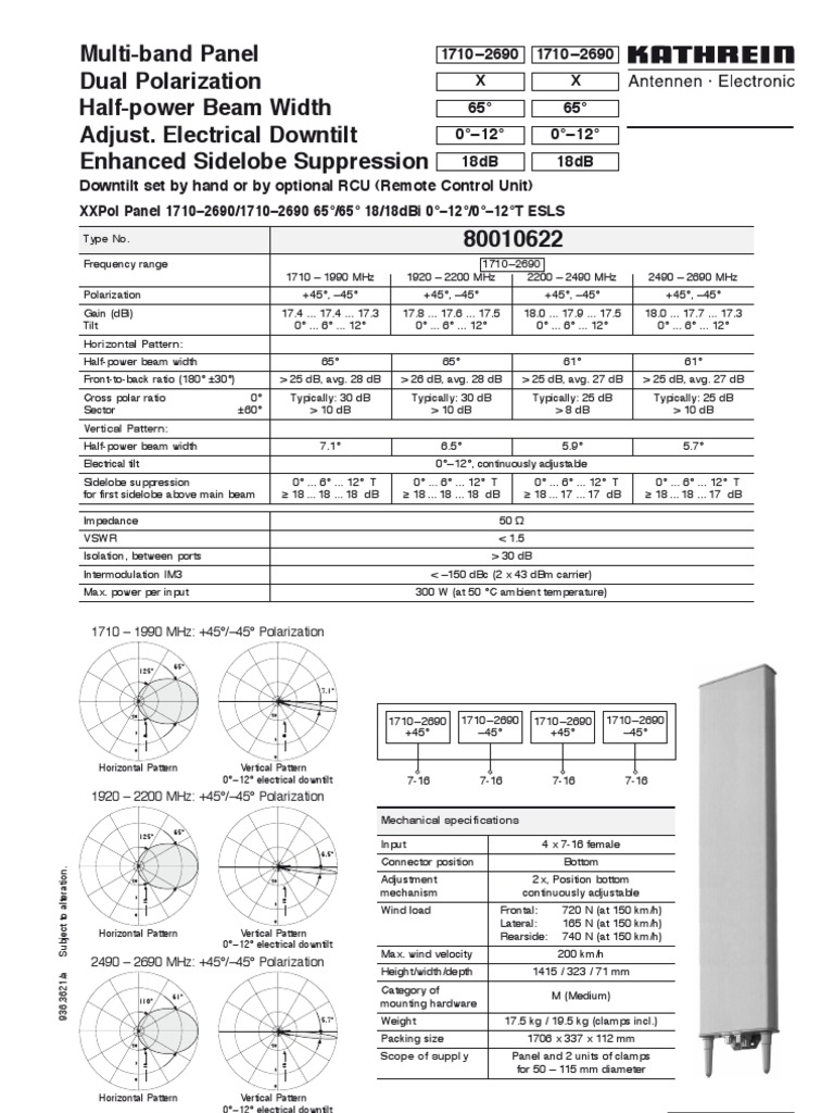 Kathrein 800 10622 PDF Decibel Antenna (Radio)