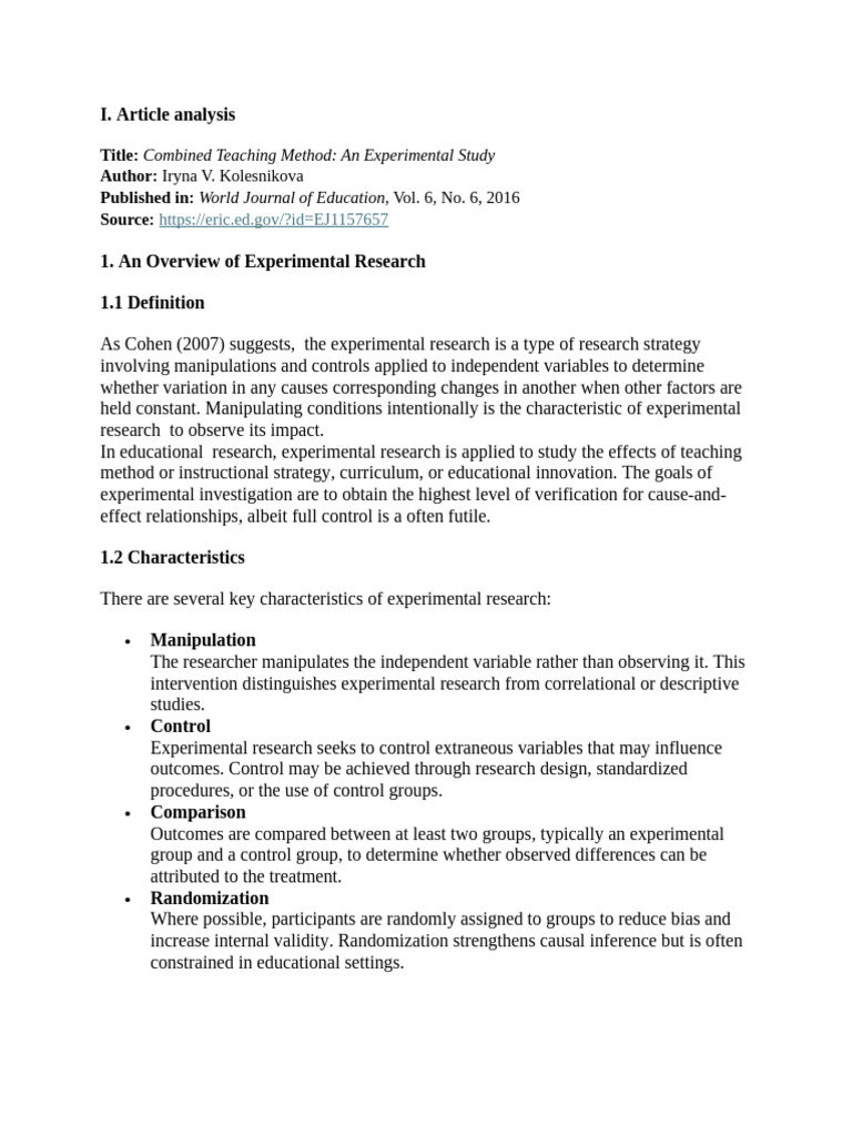 Portfolio - Experimental Research | PDF | Experiment | Teaching Method