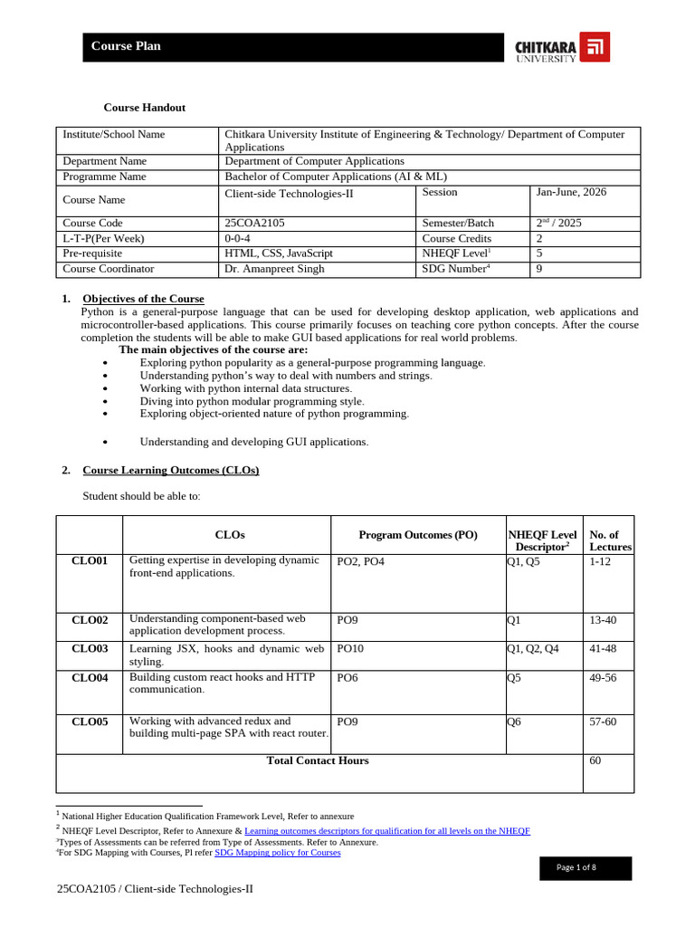 Client Side Technologies II 25COA2105 | PDF | Java Script | Document ...