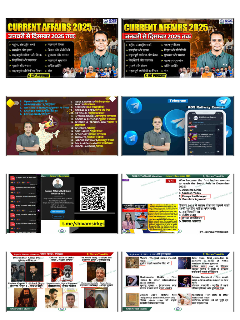 Yearly Current Affairs 2025 For Railway Exams Jan To Dec 2025 Current | PDF