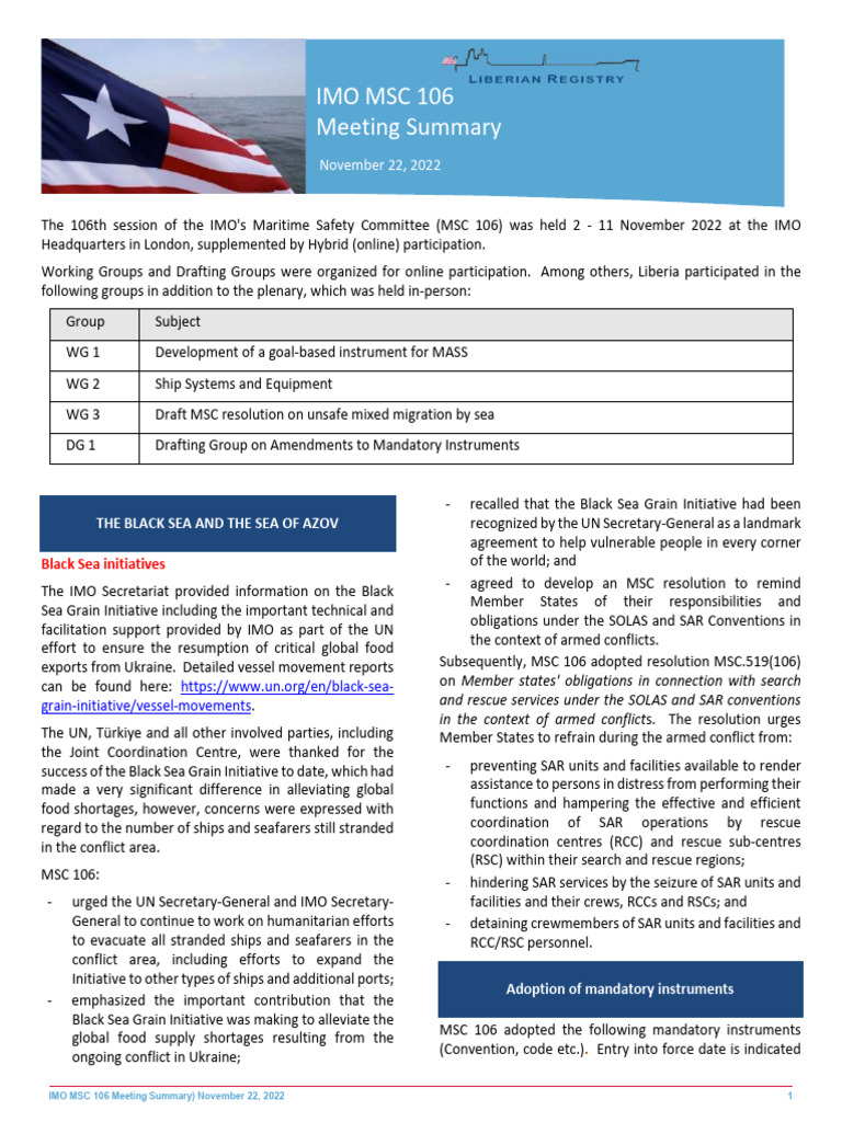MSC 106 | PDF | Search And Rescue | Water Transport