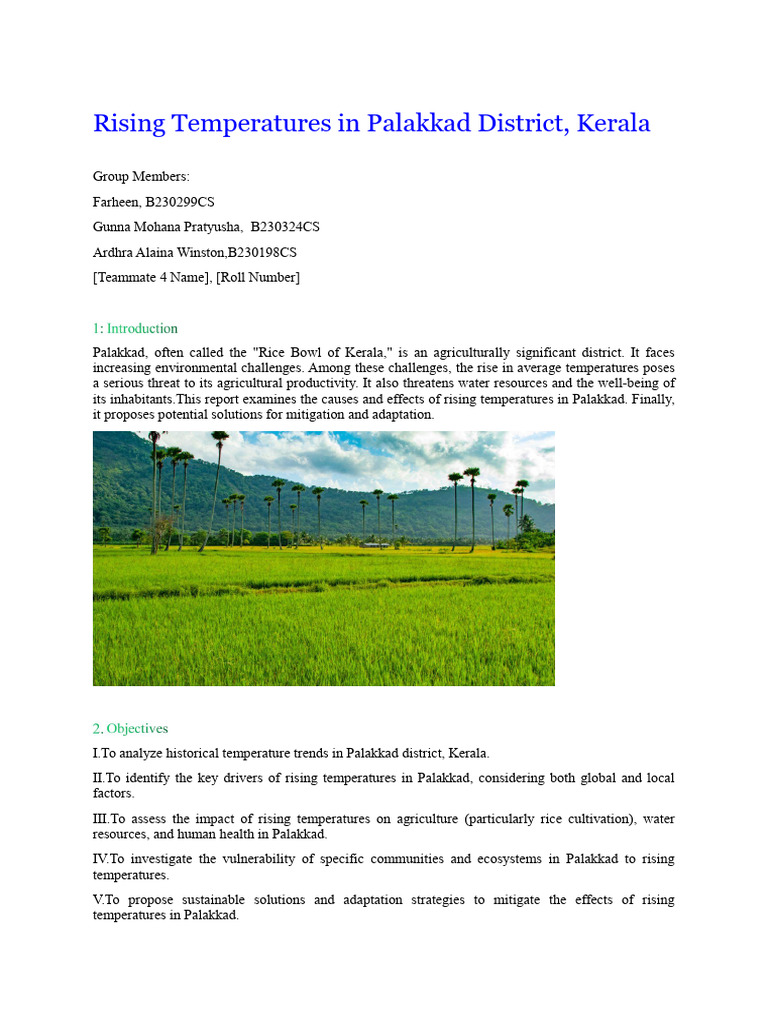 Rising Temperatures in Palakkad District | PDF | Climate Change ...