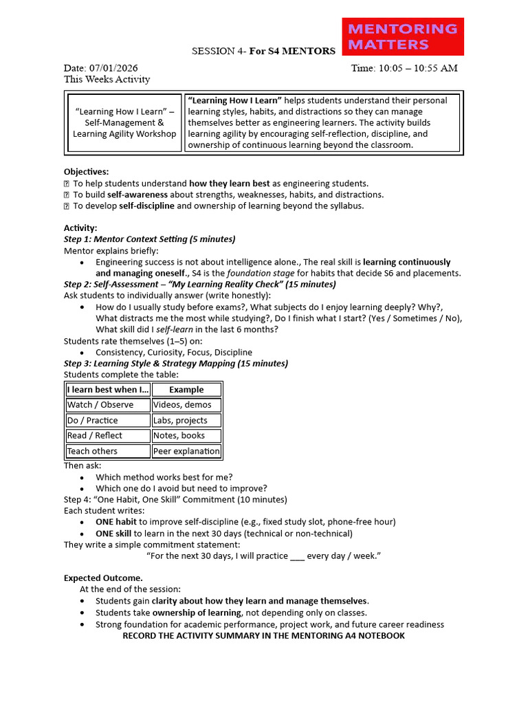 S4 Week 4 | PDF | Learning | Disciplines