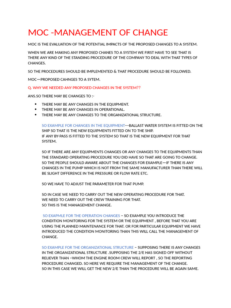 Moc ( Management of the Change ) | PDF | Risk | Risk Assessment