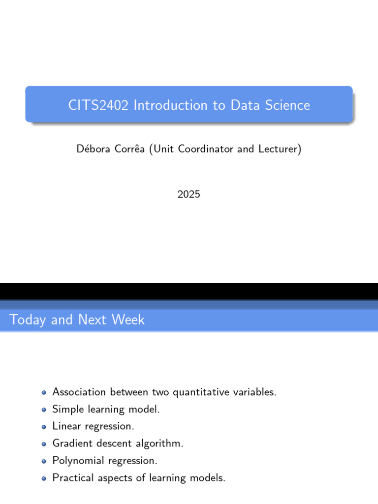 cits2402-lect7 | PDF | Regression Analysis | Loss Function