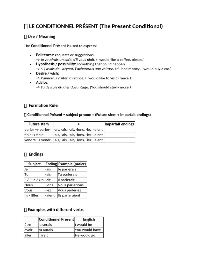 ? Le Conditionnel Présent | PDF