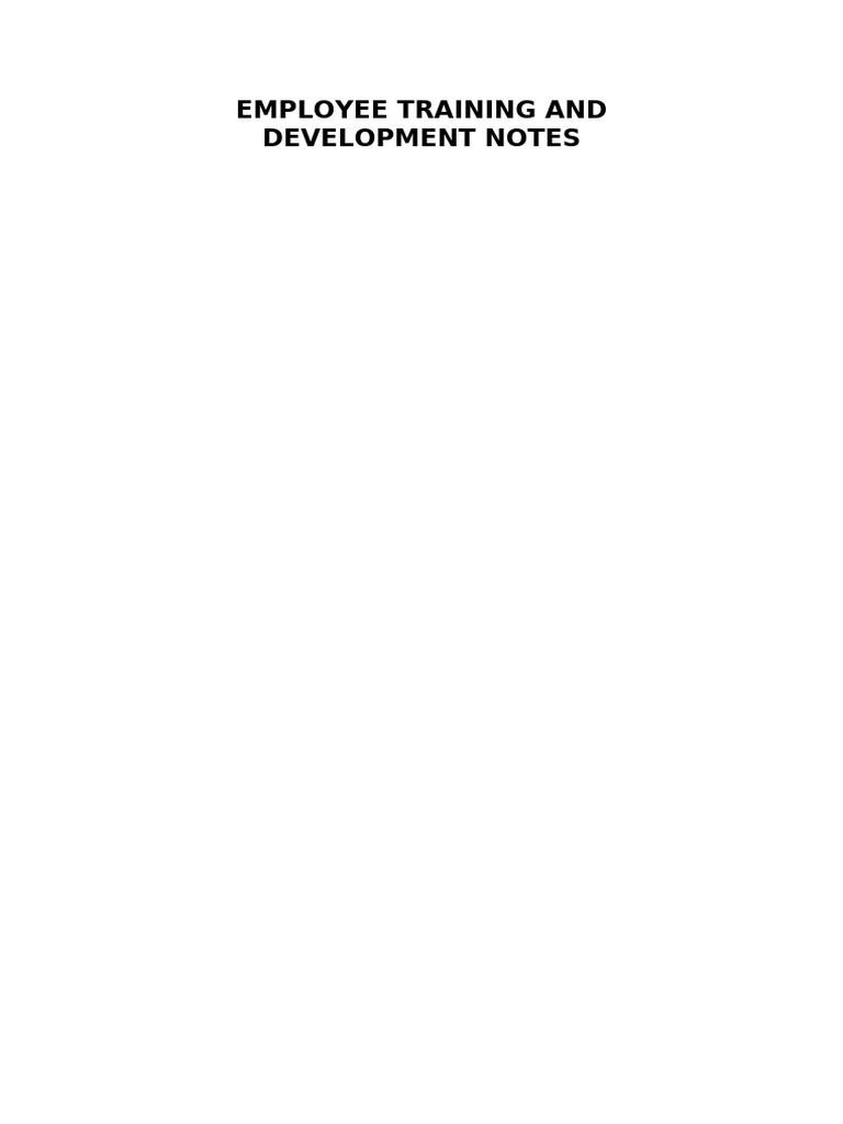 Employee Training & Development Notes by Lennnox | PDF | Human ...