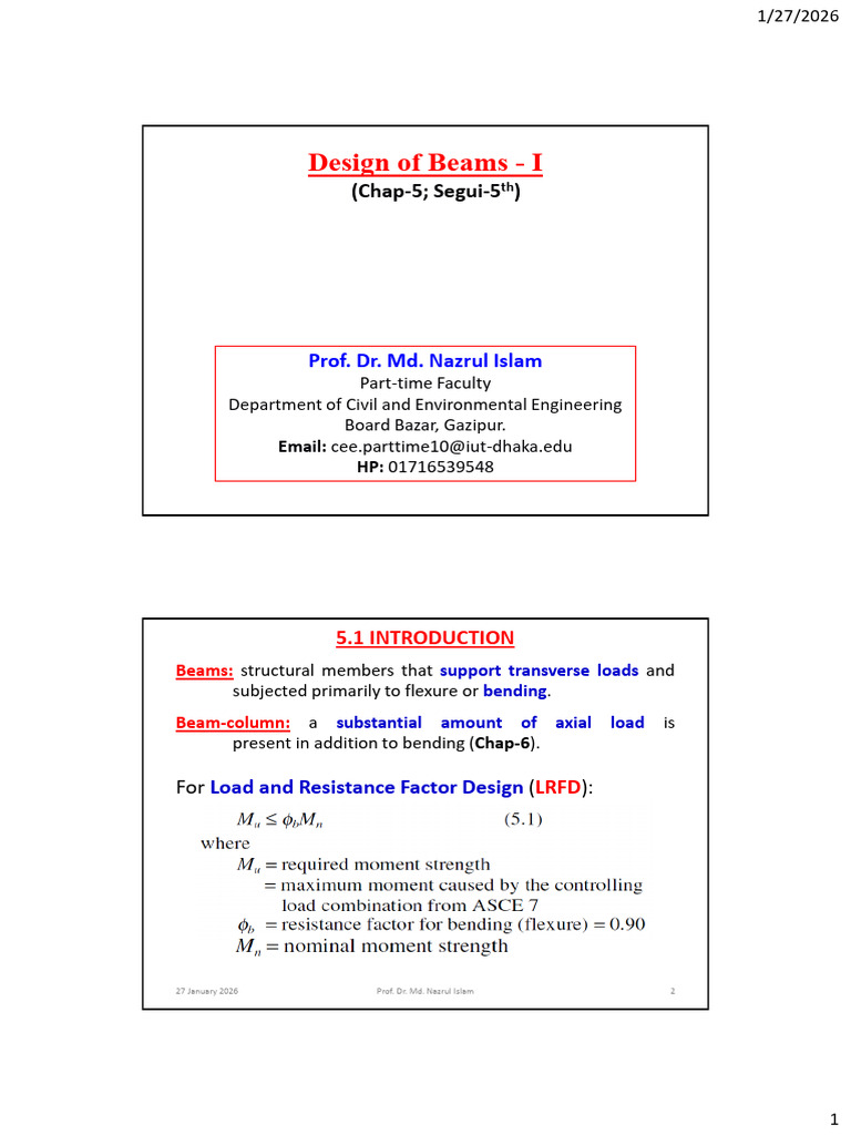 Lecture 8 - Design of Beams I | PDF | Bending | Beam (Structure)