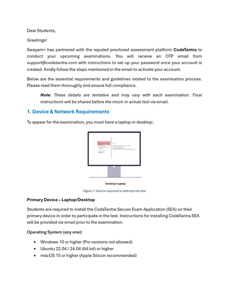 Final Proctored Assessment Guidelines | PDF | Laptop | Office Equipment