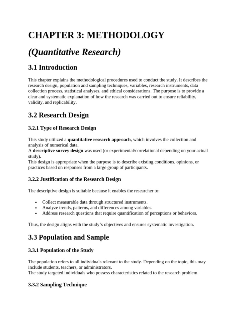 A Sample of CHAPTER 3 METHODOLOGY (For Quantitative Research | PDF ...
