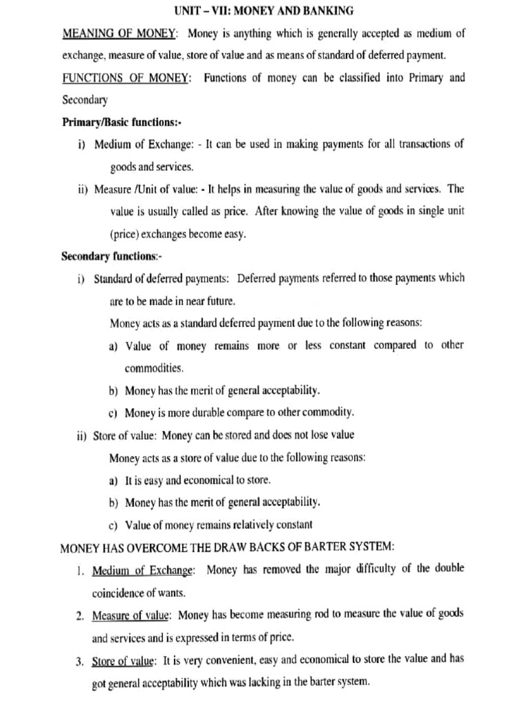 Money and Banking Chapter 3 Class XII Macroeconomics NCERT | PDF ...