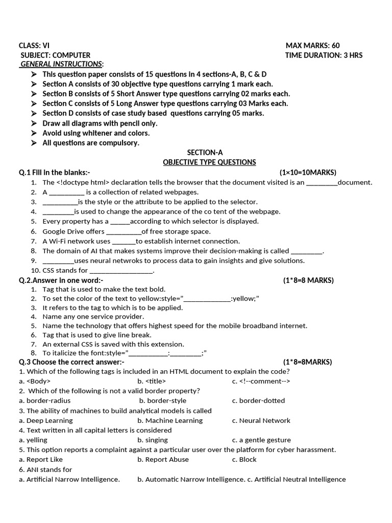 6th Computer Annual Paper | PDF | Computing | Software
