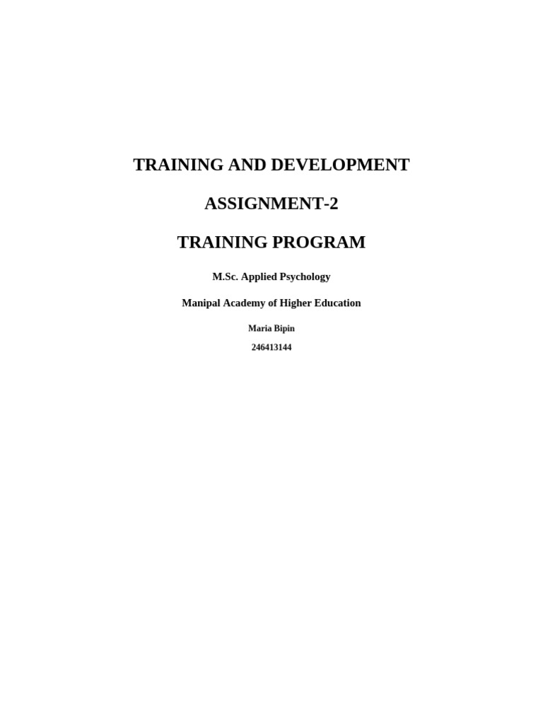 Assignment 2 - Training Program | PDF | Learning | Artificial Intelligence