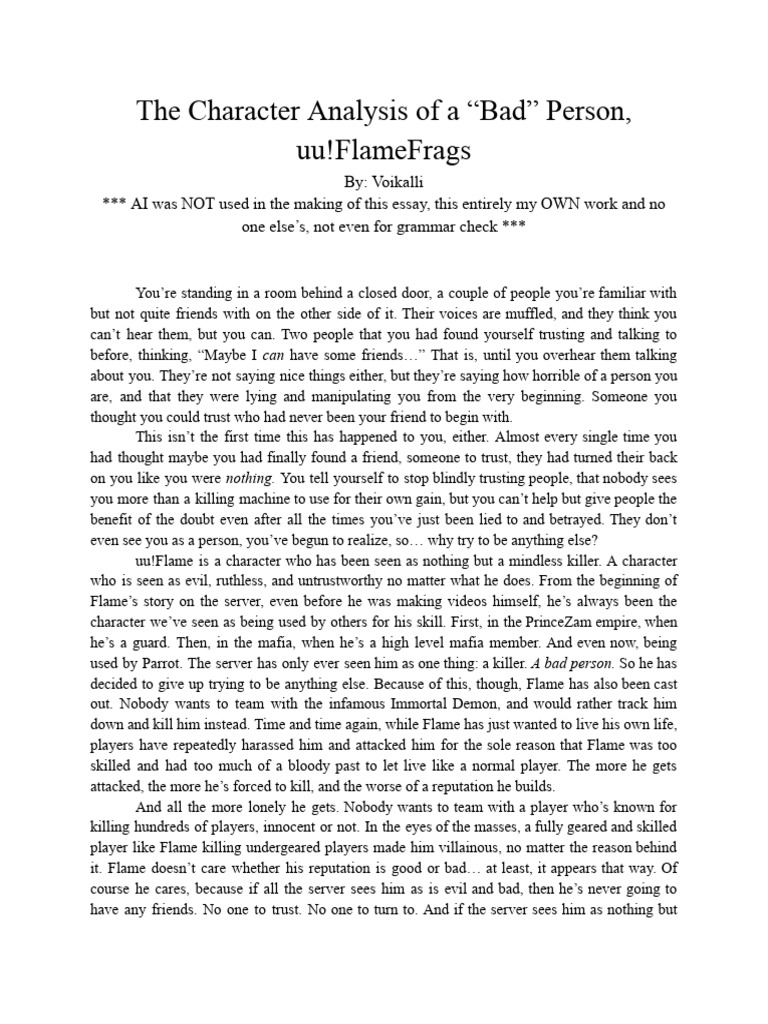 The Character Analysis of A 