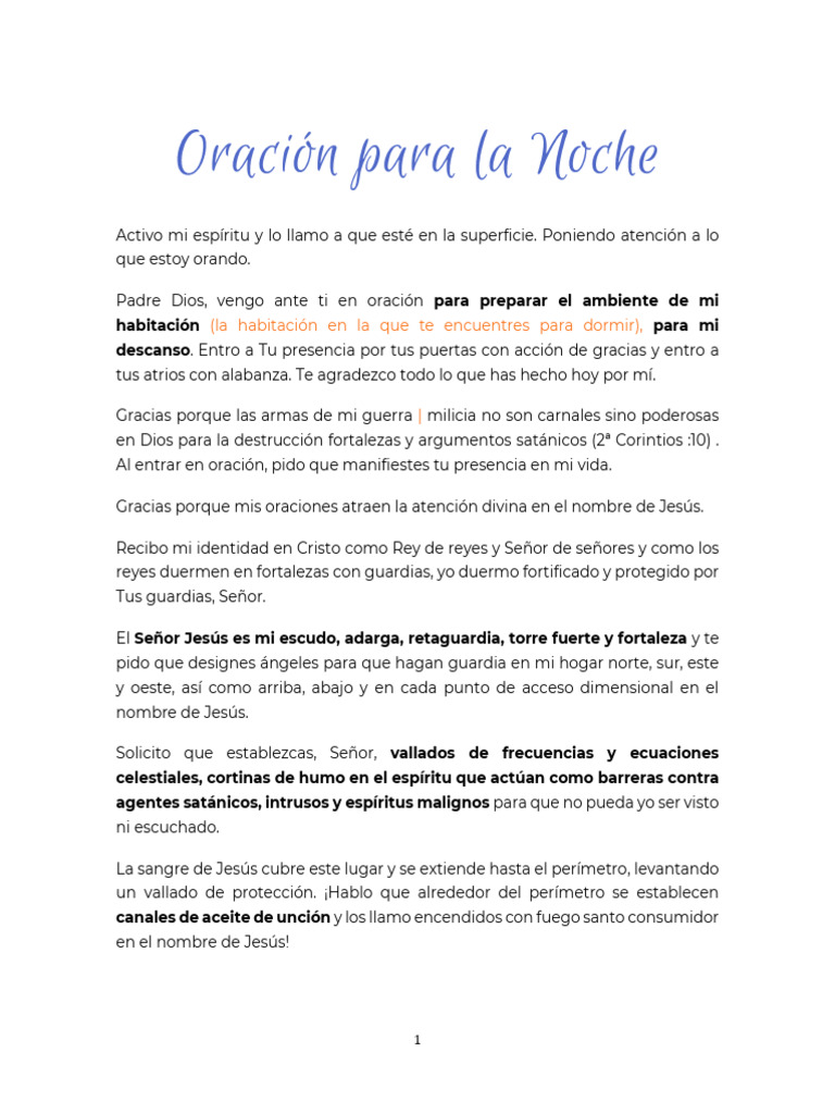 Oracion de La Noche NUEVA | PDF | Cristo (título) | Dios
