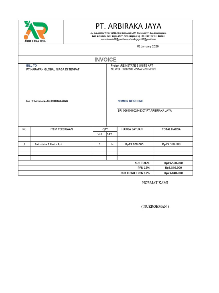 Invoice Reinstate 3 Units | PDF