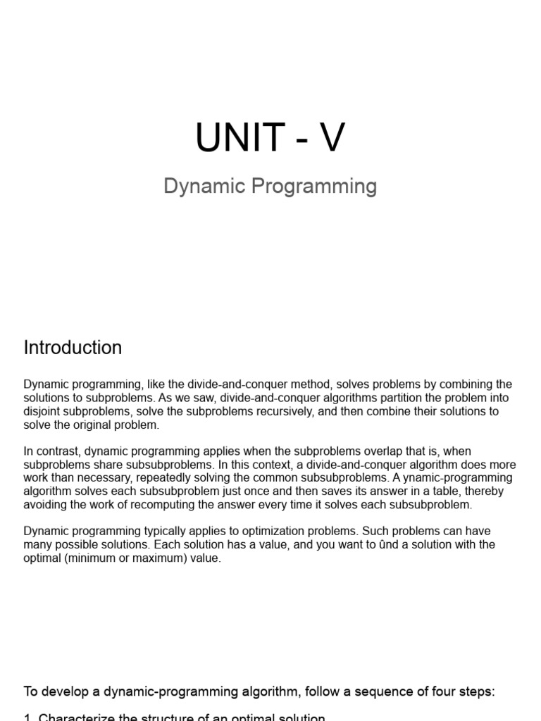 Unit - V | PDF | Dynamic Programming | Computer Science