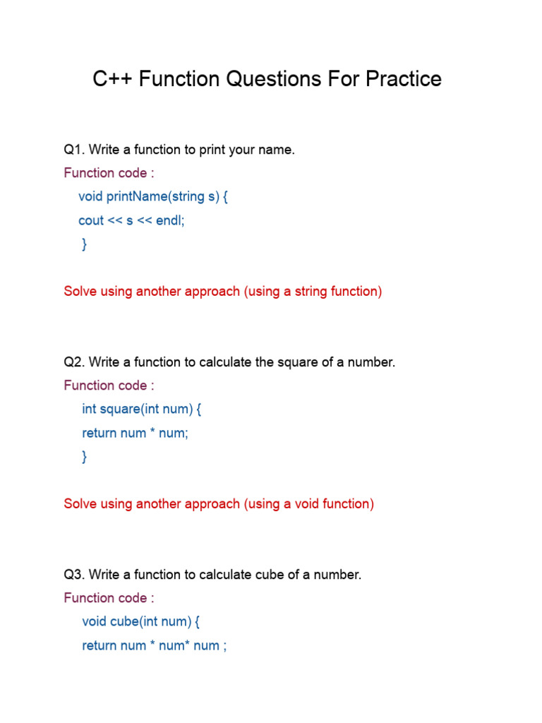 C++ Function Questions (1) | PDF | Algorithms | Computer Science