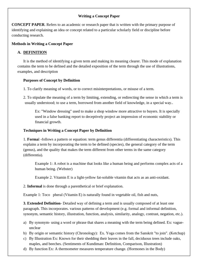1.writing A Concept Paper | PDF | Definition | Concept
