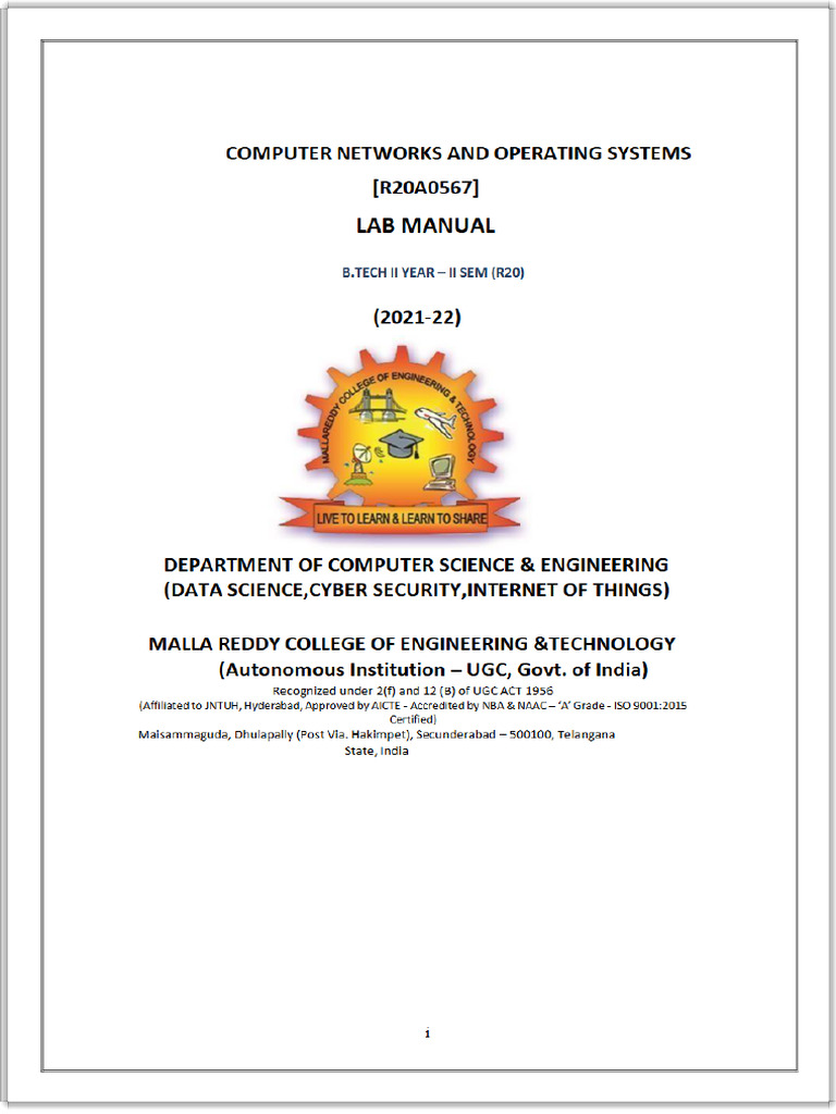 Computer Networks & OS Lab Manual | PDF