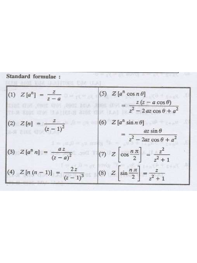 Z Transform Formulas2 | PDF