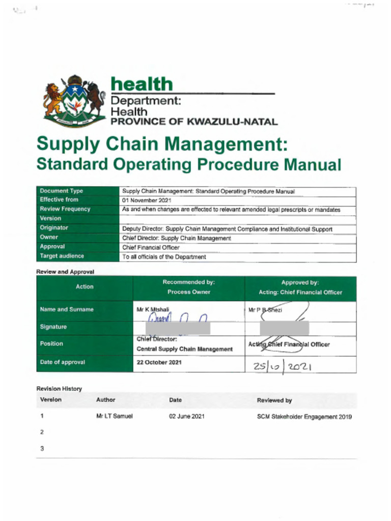 SCM STND Operating Procedure Manual | PDF | Supply Chain Management ...