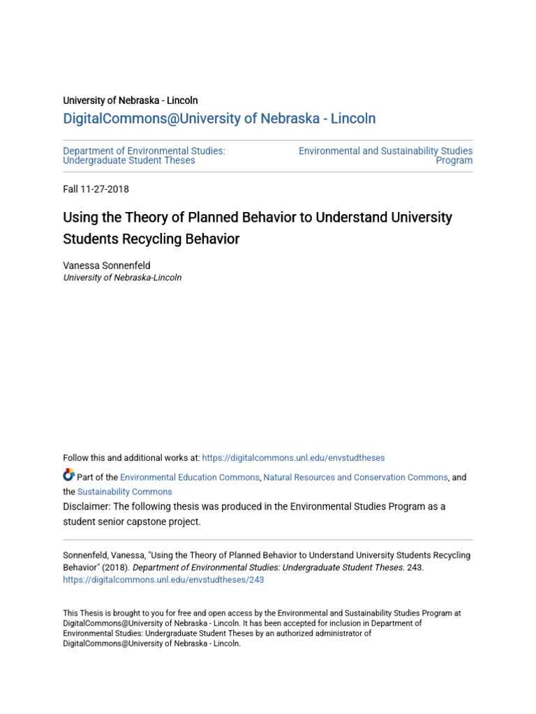 Using the Theory of Planned Behavior to Understand University Stu | PDF ...