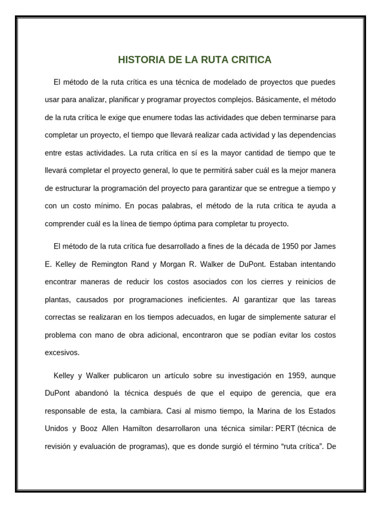 Historia de La Ruta Critica | PDF | Algoritmos | Informática