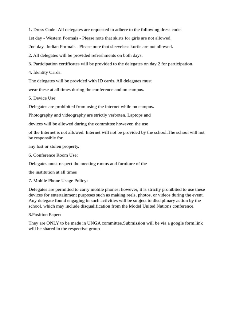 Mun Instrutctions For Delegates | PDF