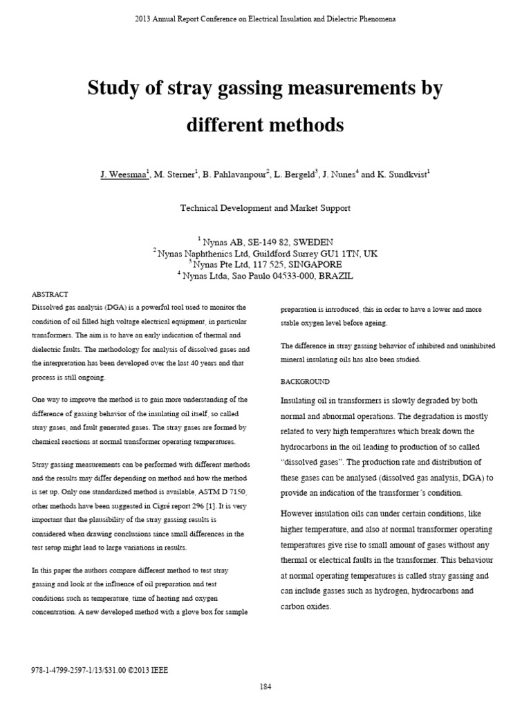 Study of Stray Gassing Measurements by Different Methods | PDF | Carbon ...