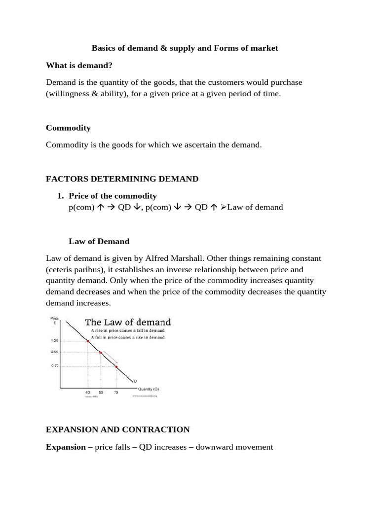 Basics of Demand & Supply and Forms of Market Notes | PDF | Demand ...