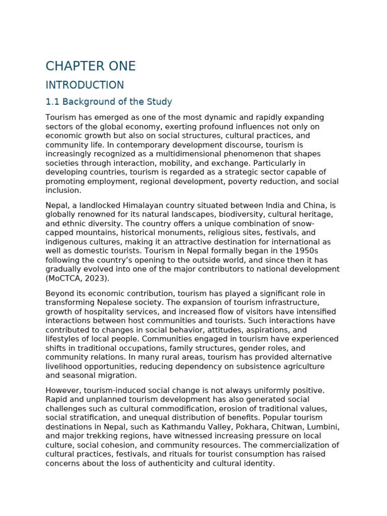 Chapter One - Social Impact of Tourism in Nepal | PDF | Cost Of Living ...