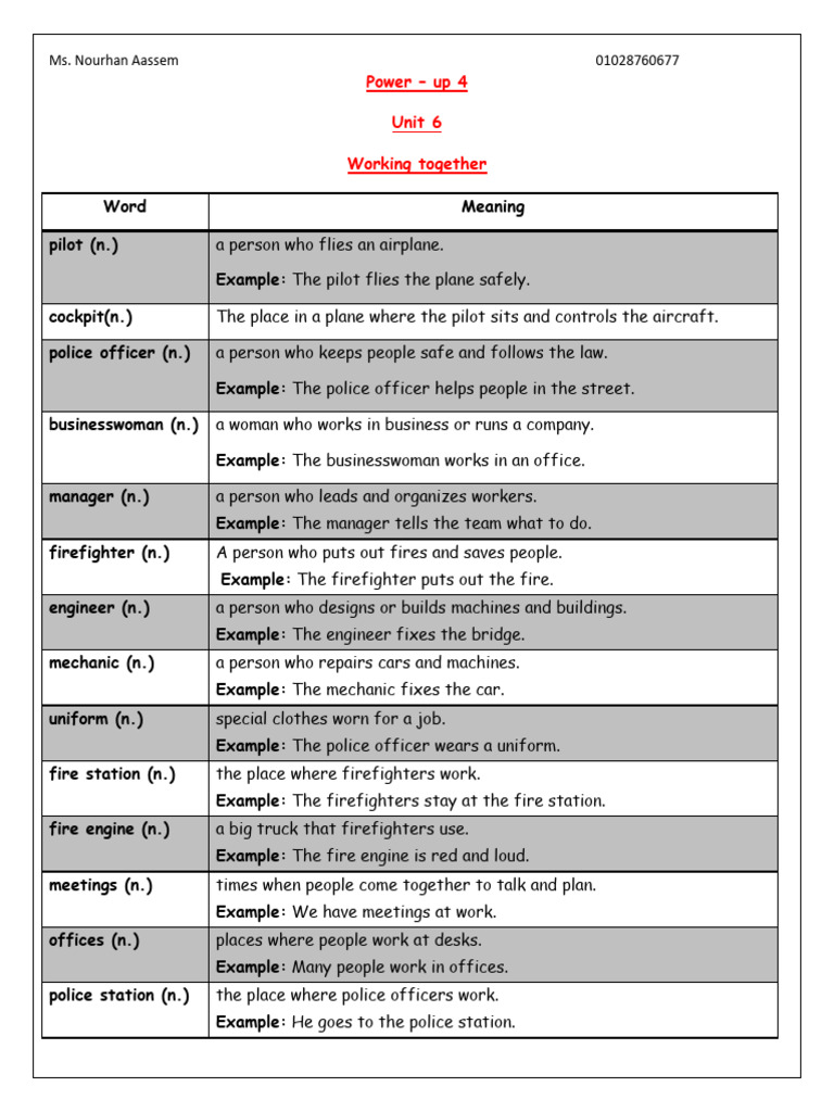 Power - Up 4 Unit 6 Worksheet | PDF