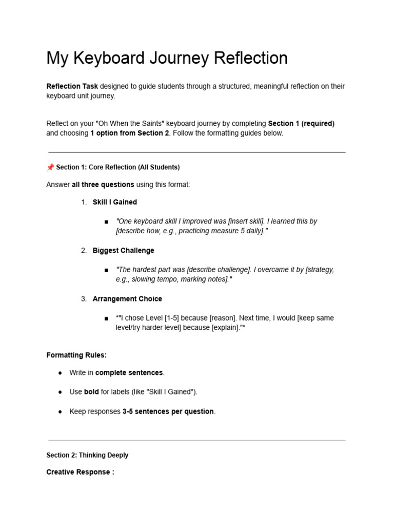 My Keyboard Journey Reflection (1) | PDF