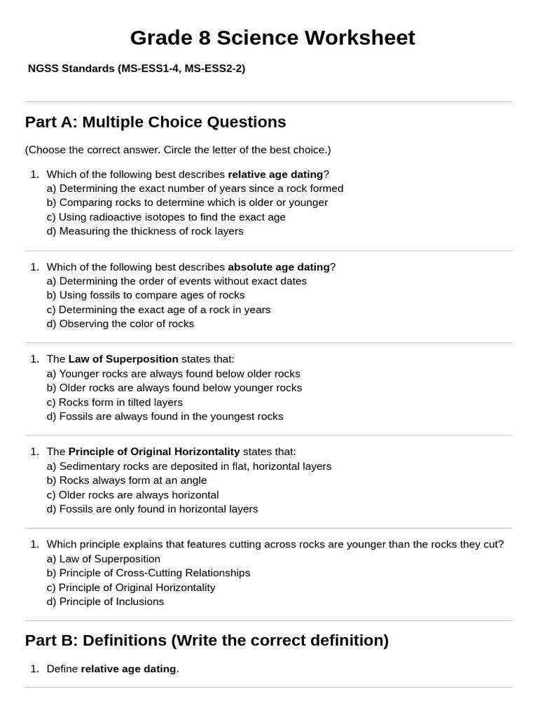 Grade 8 Science Worksheet - 20250929 - 184734 - 0000 | PDF | Geology ...