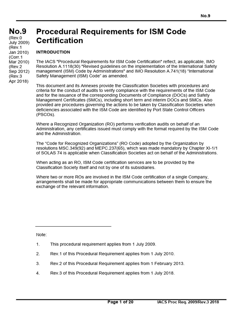 IACS PR9 ISM Certification 2018-04 | PDF | Audit | Verification And ...