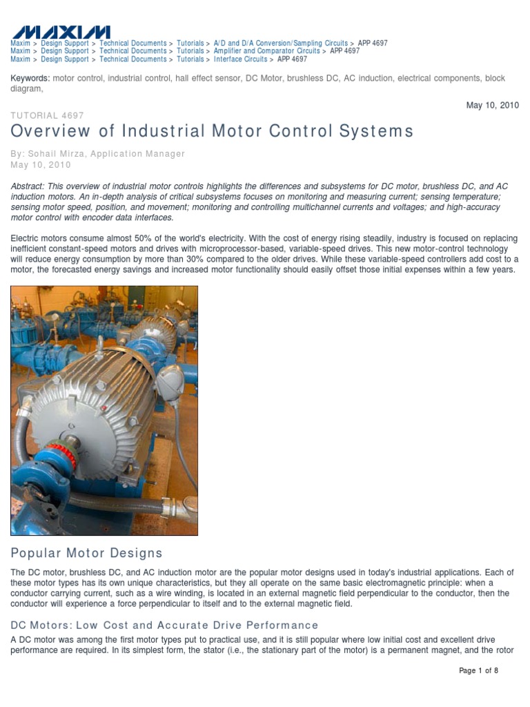 Overview of Industrial Motor Control Systems | PDF | Electric Motor ...