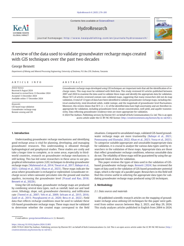 A Review of The Data Used To Validate Groundwater Recharge Maps - 2025 ...