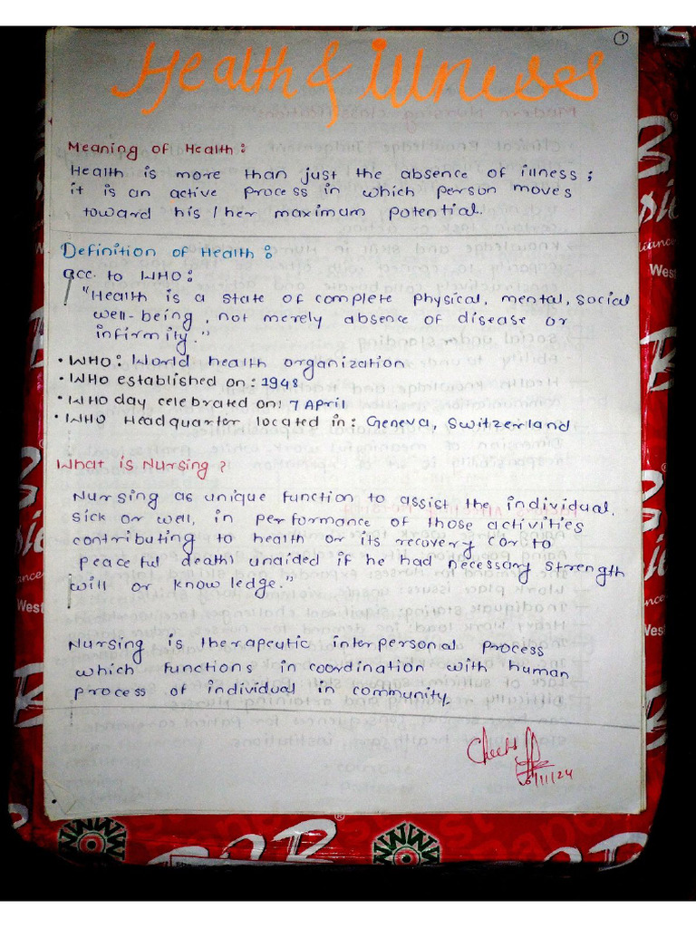 Foundation of Nursing Handwritten Notes 1st Sem | PDF