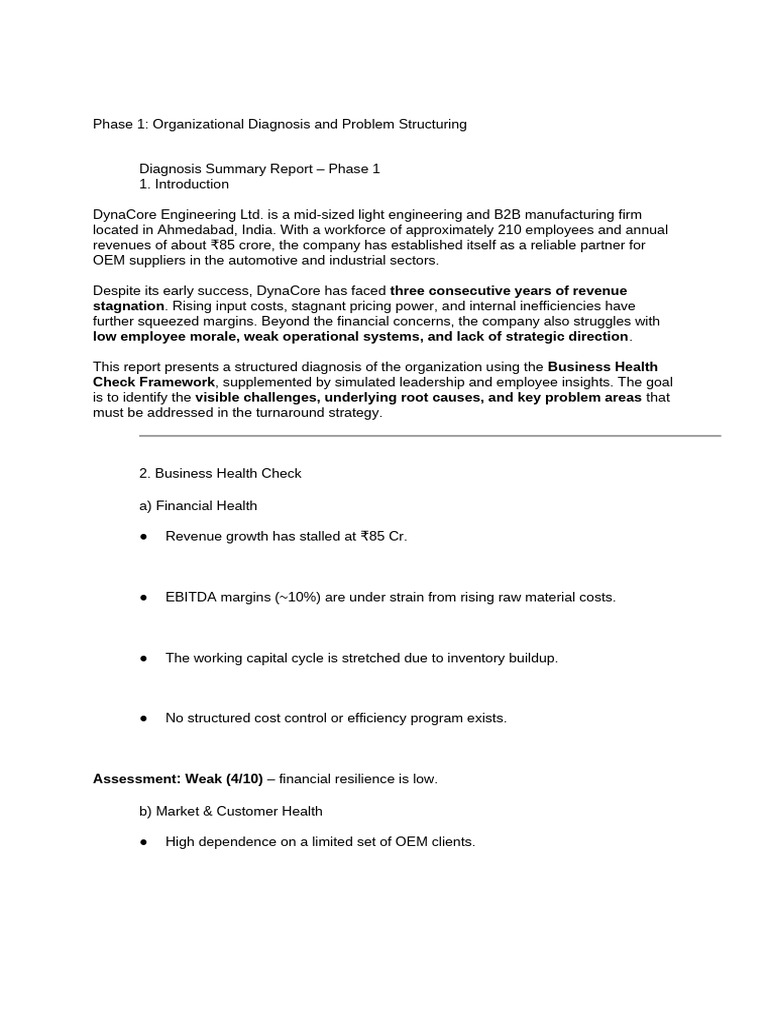 Organizational Diagnosis and Problem Structuring | PDF | Performance ...