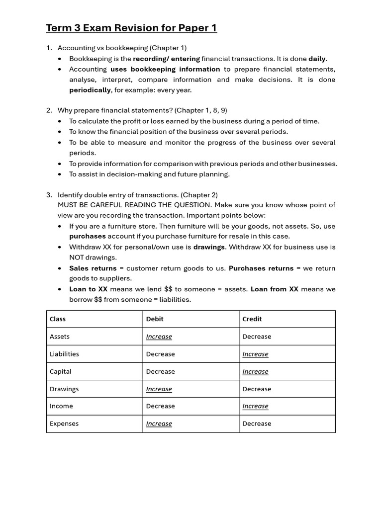 Paper 1 Revision | PDF | Debits And Credits | Accrual